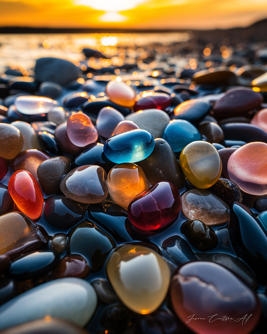 Metal prints, Sunset Pebbles