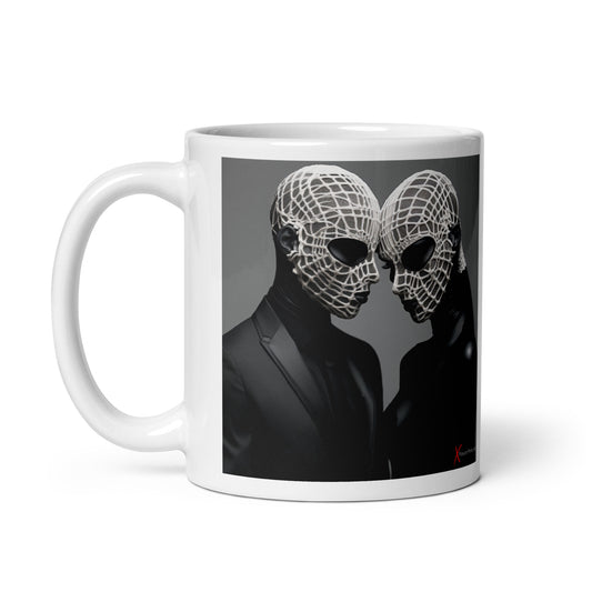 Chic White glossy mug, Ethereal Lace