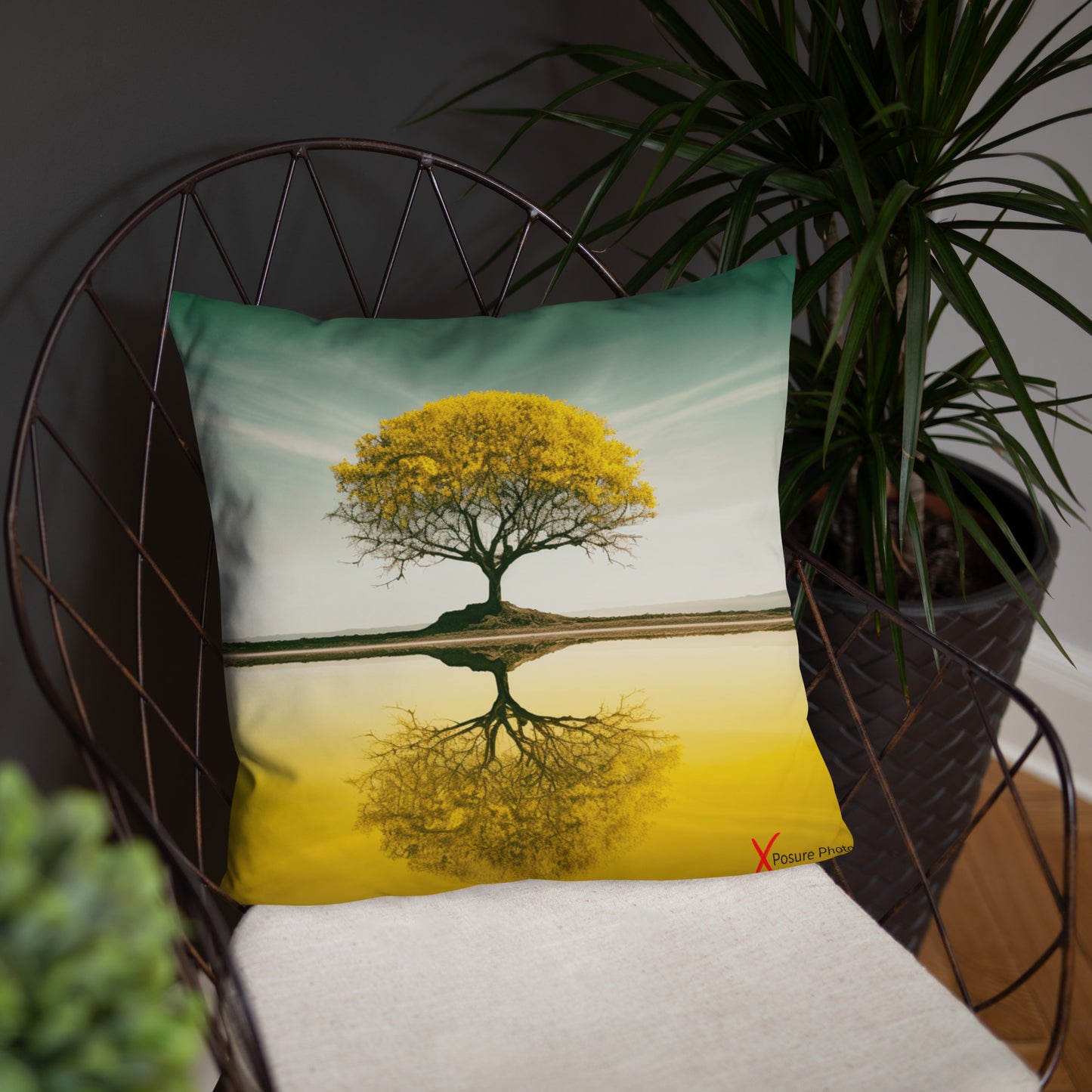 Xposure Custom Pillow- 18"x18"- Yellow Tree