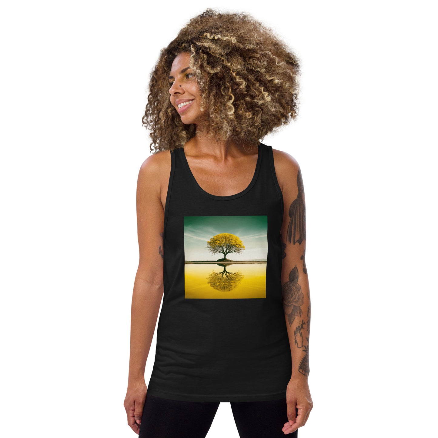 Unisex Tank Top, Yellow Tree Reflection