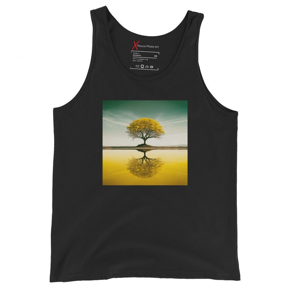 Unisex Tank Top, Yellow Tree Reflection