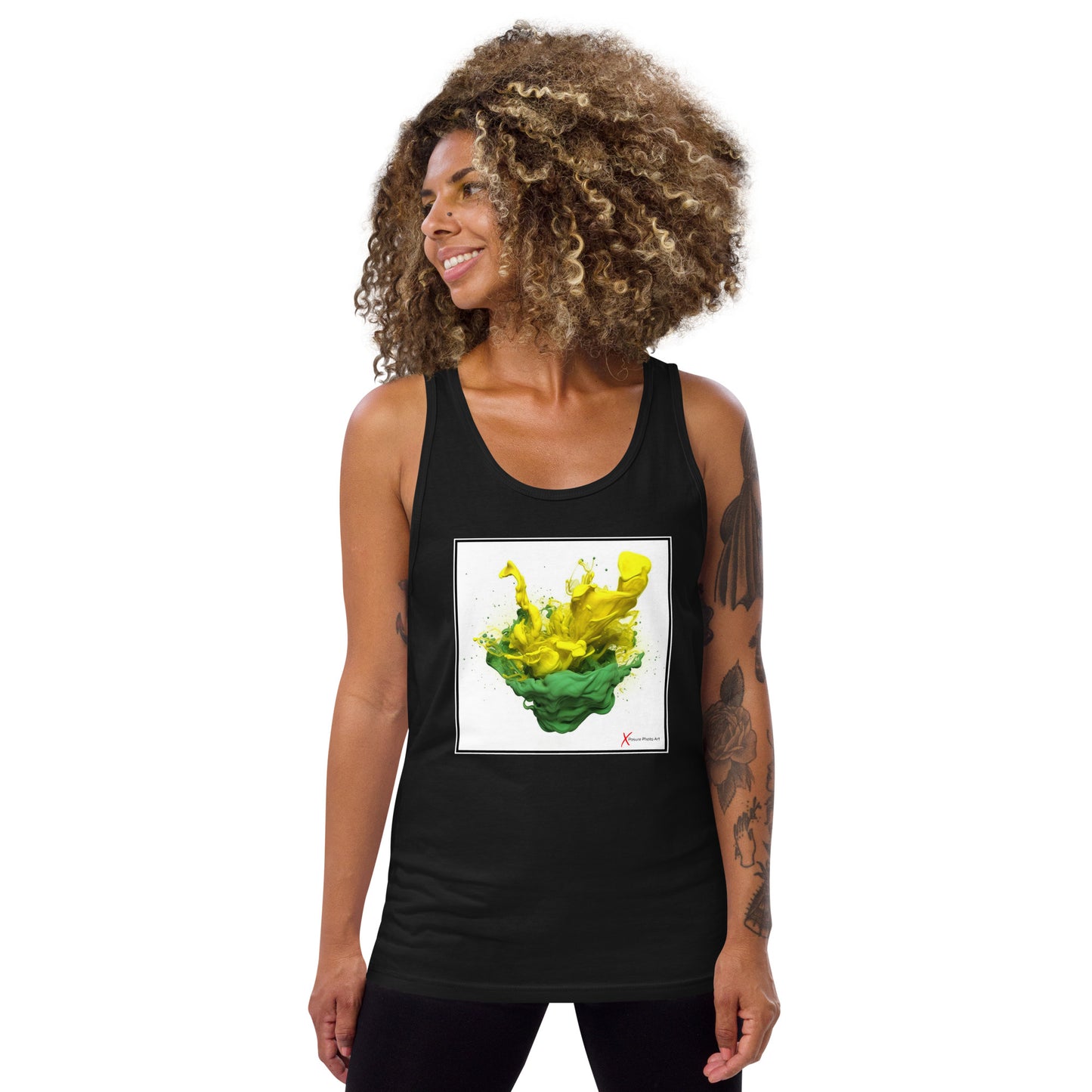 Unisex Tank Top, Green Yellow Flower