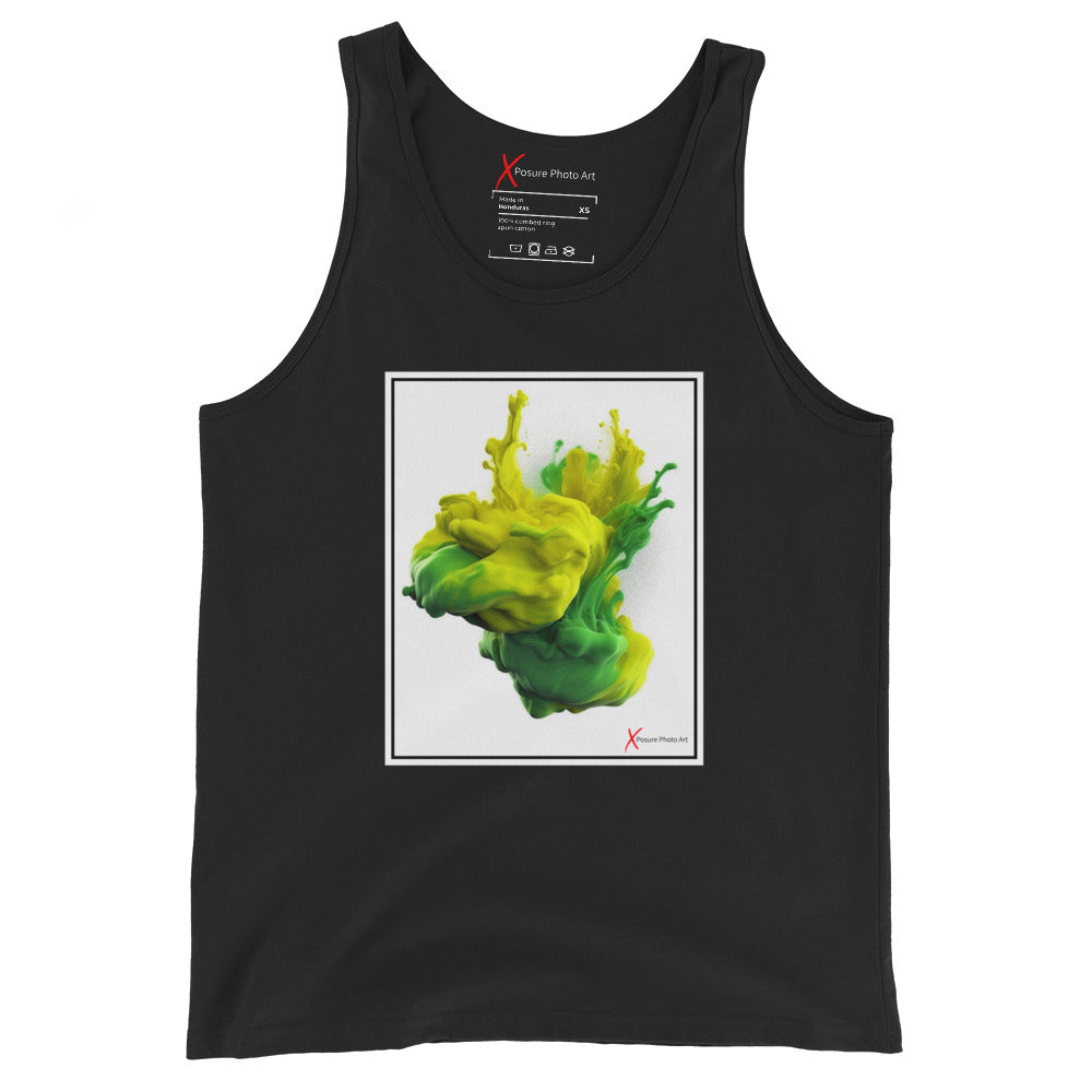 Unisex Tank Top, Yellow Green Combustion