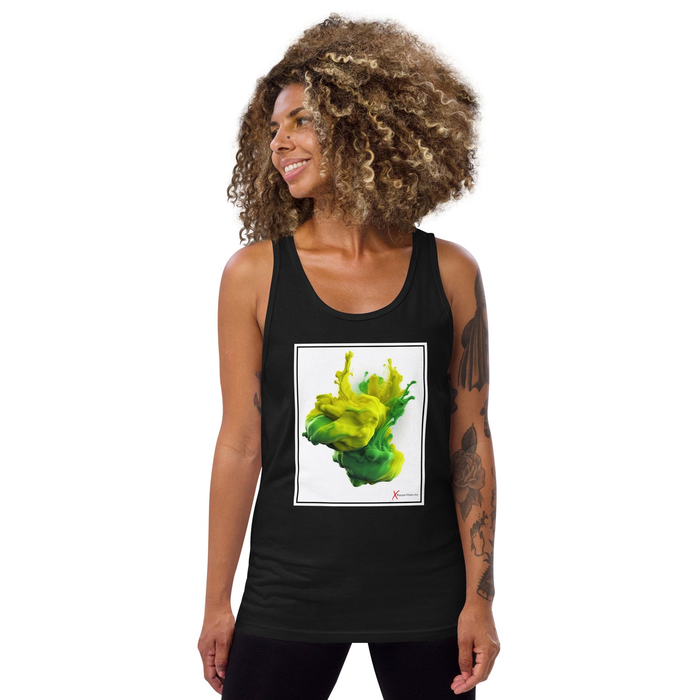 Unisex Tank Top, Yellow Green Combustion