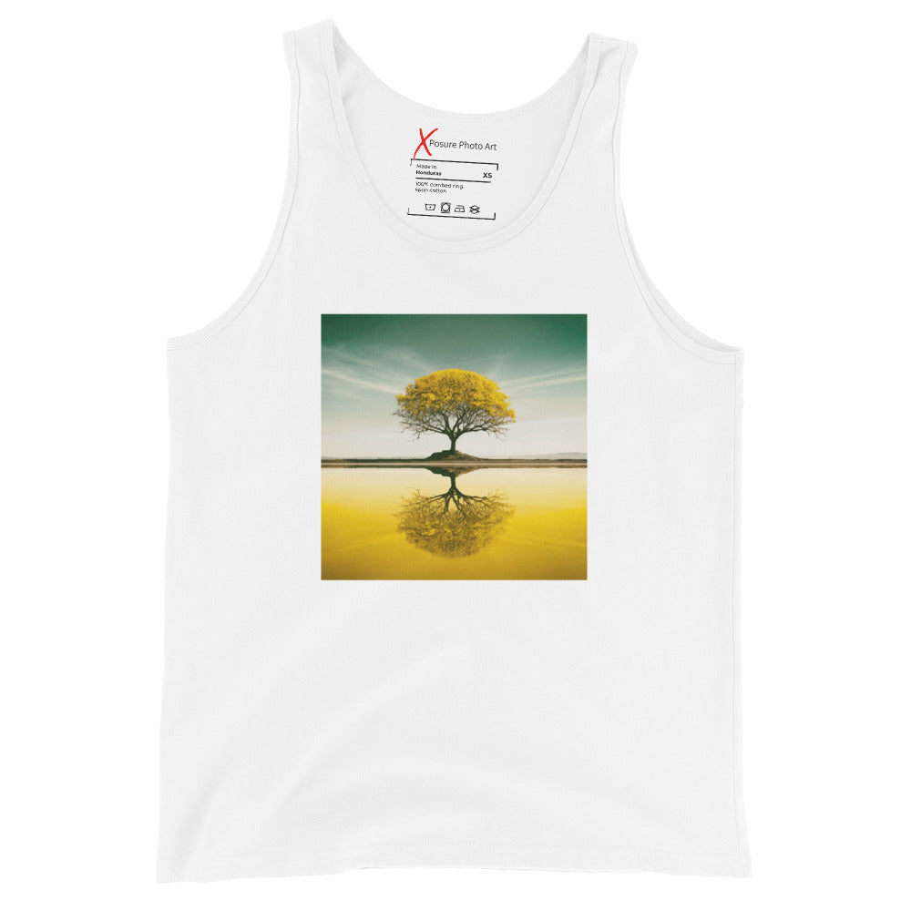 Unisex Tank Top, Yellow Tree Reflection