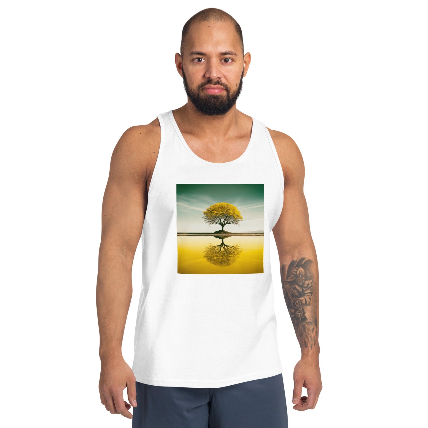 Unisex Tank Top, Yellow Tree Reflection