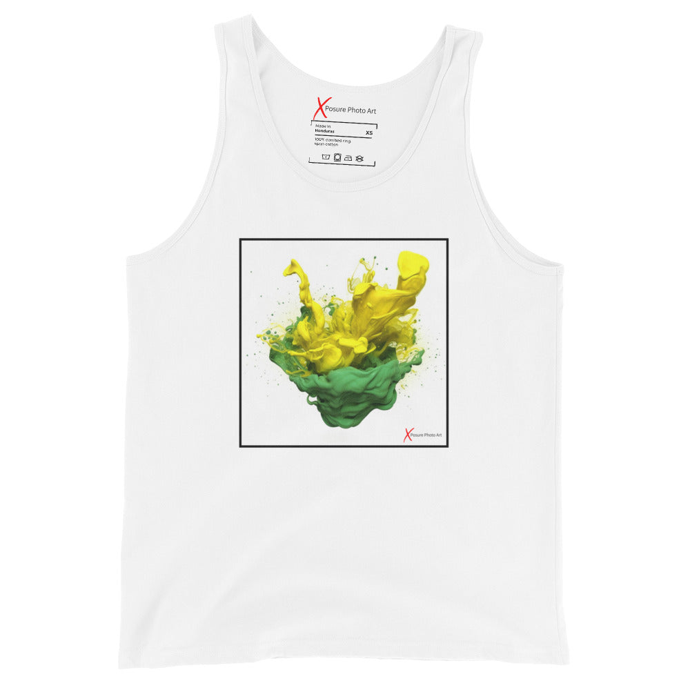 Unisex Tank Top, Green Yellow Flower