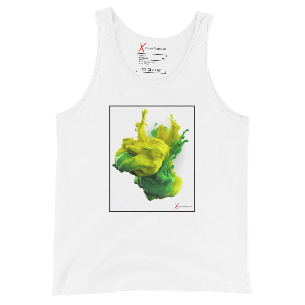 Unisex Tank Top, Yellow Green Combustion