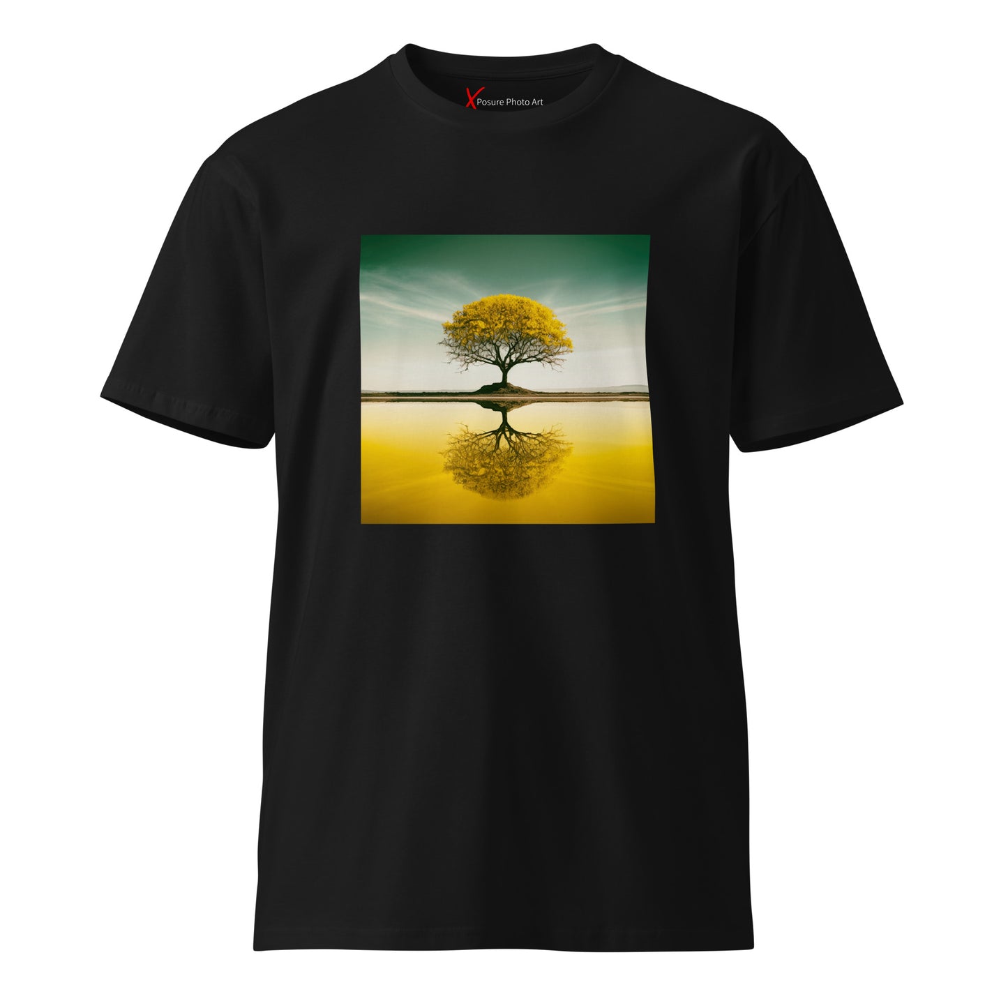 Unisex premium t-shirt, Yellow Tree Reflection