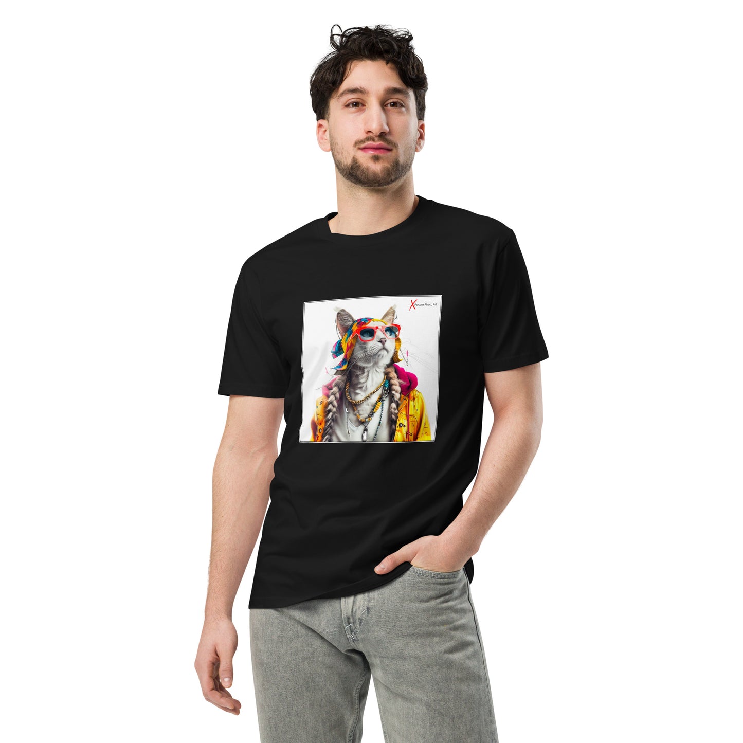 Unisex premium t-shirt, Hippie Cat