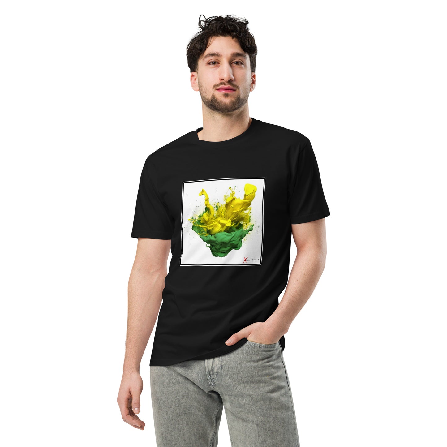 Unisex premium t-shirt, Green Yellow Flower