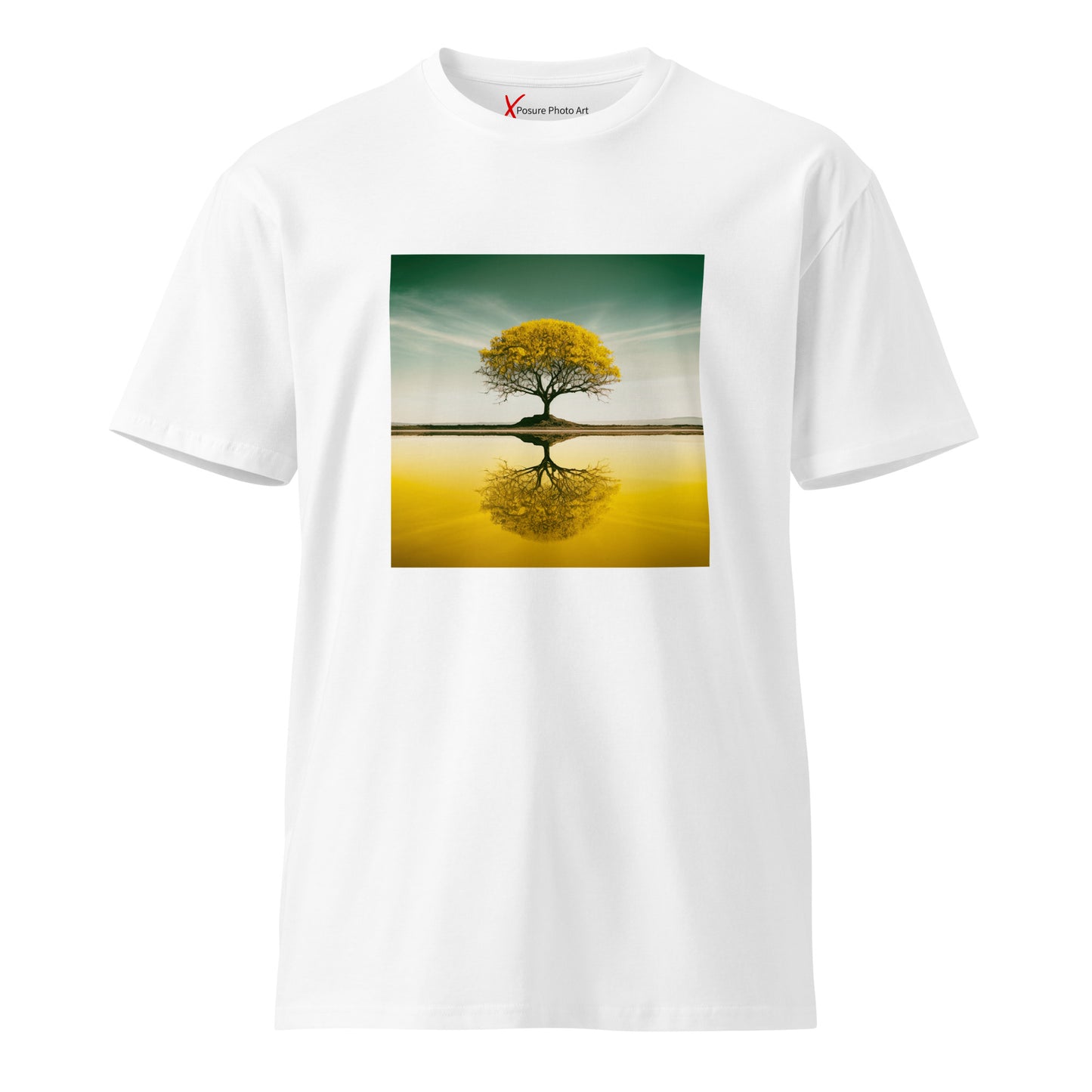 Unisex premium t-shirt, Yellow Tree Reflection