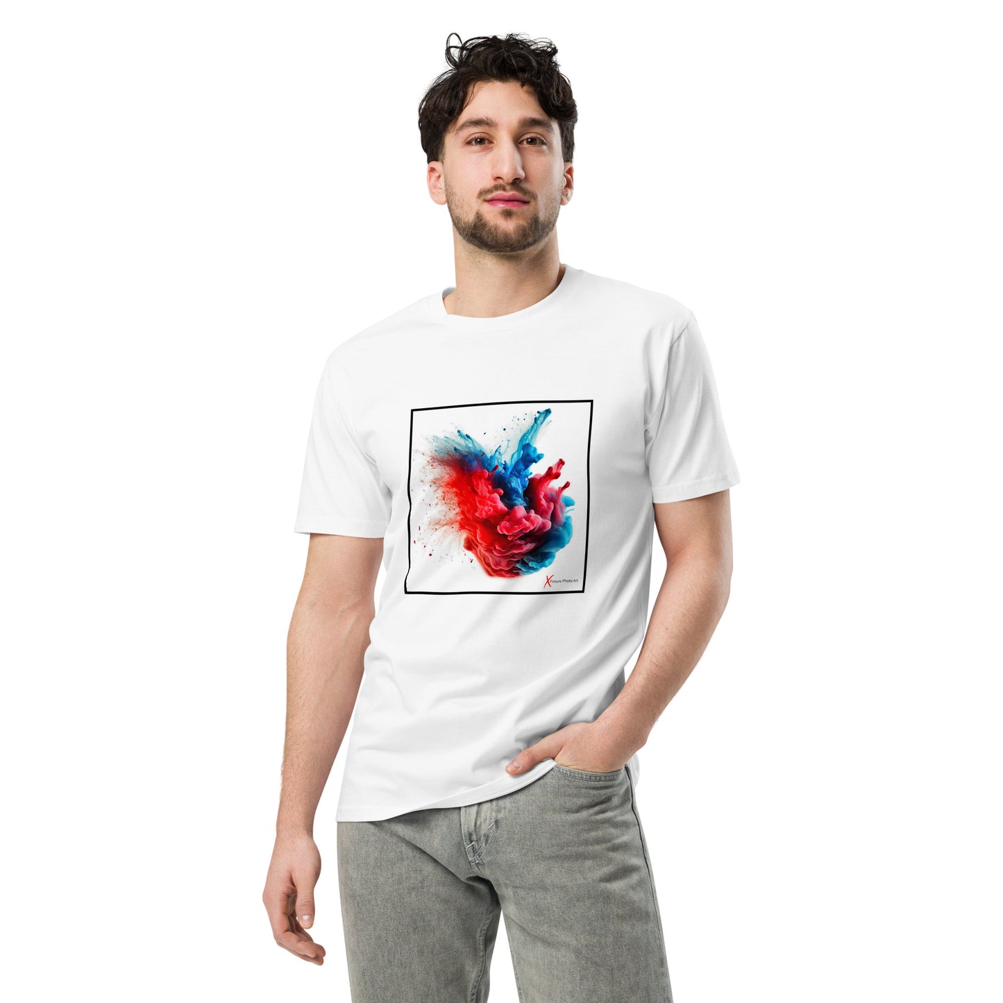 Unisex premium t-shirt, Red Blue Busrt