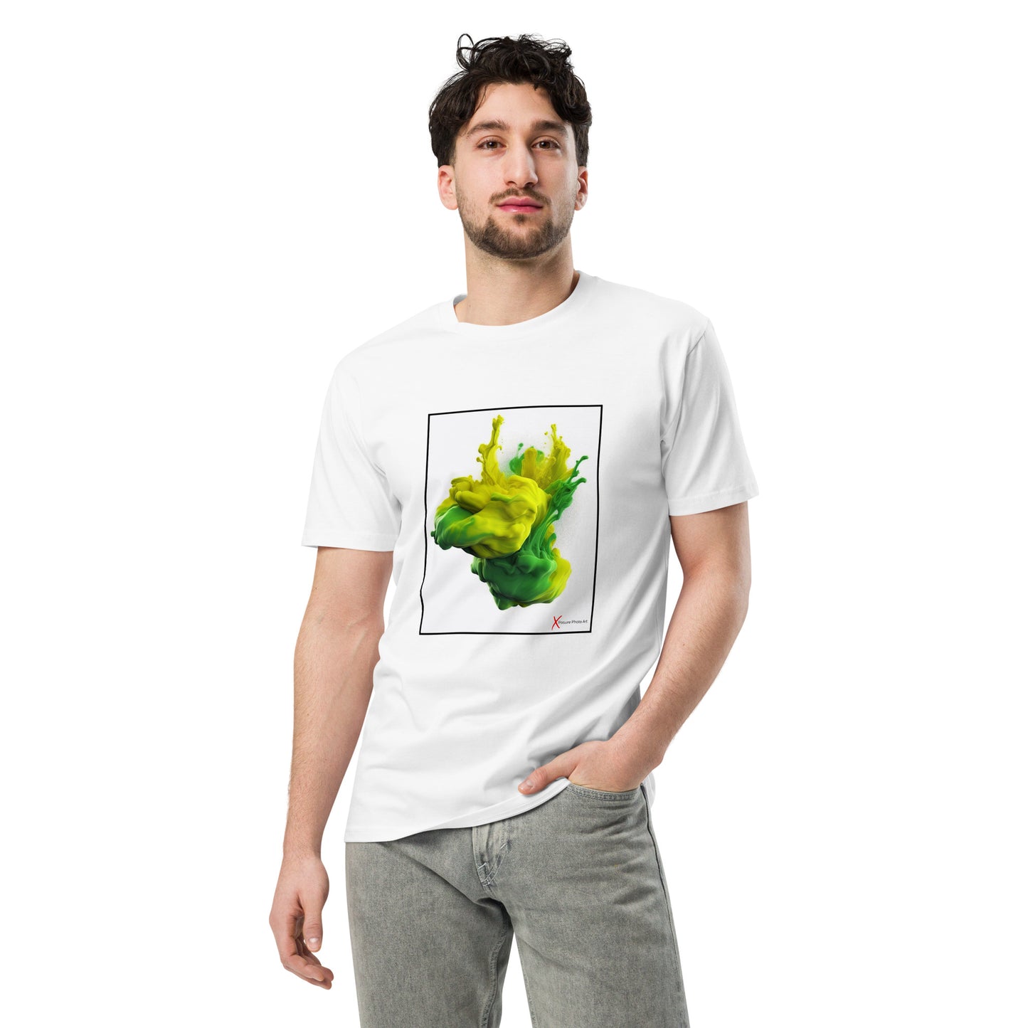 Unisex premium t-shirt, Yellow Green Combustion