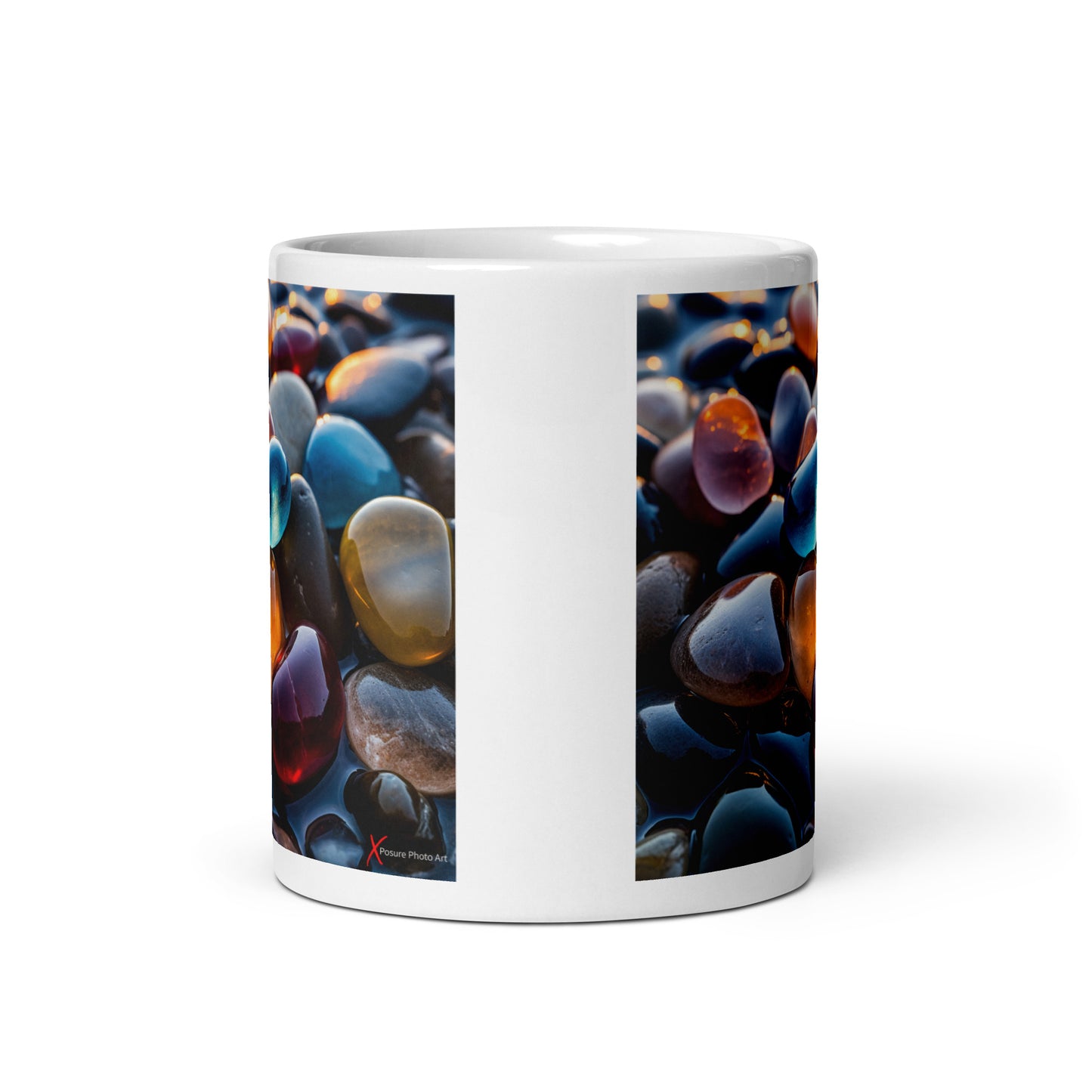 Chic White glossy mug, Pebbles