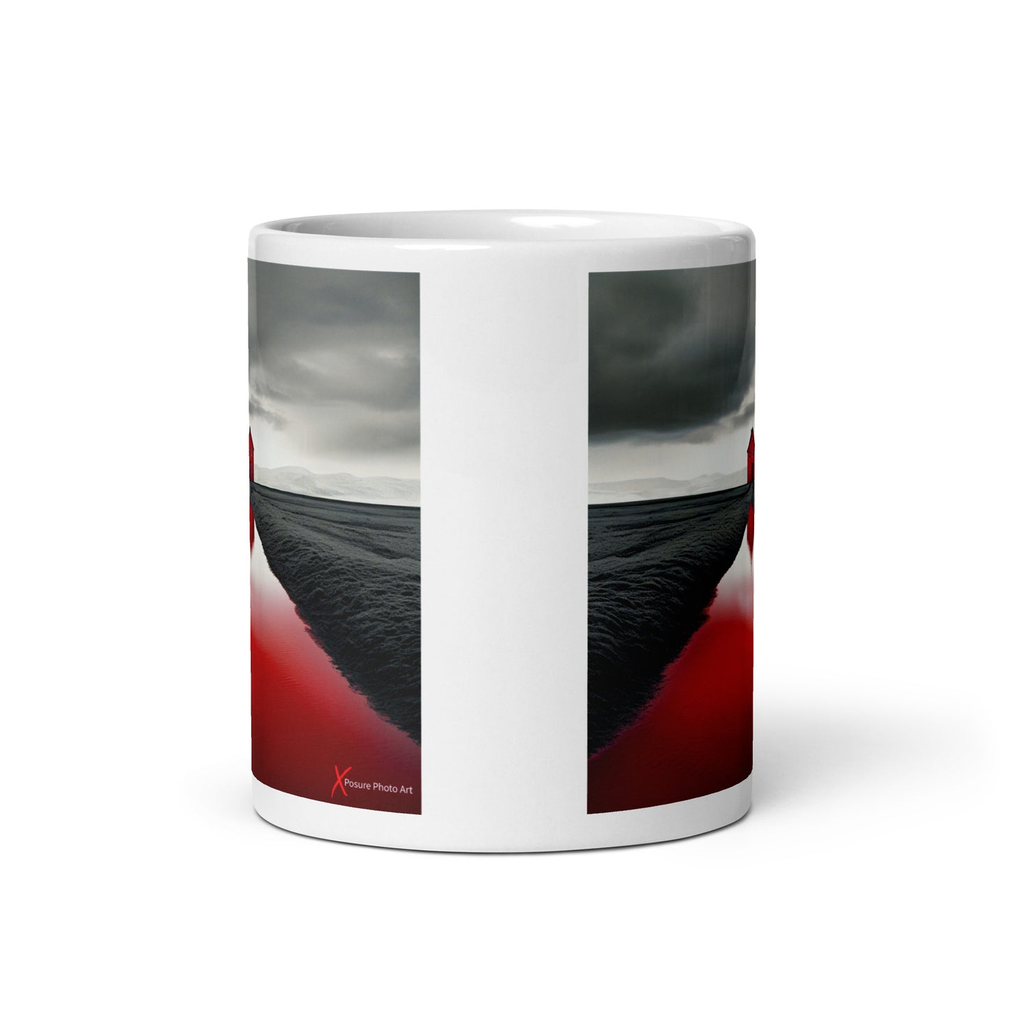 Chic White glossy mug, Blood Red