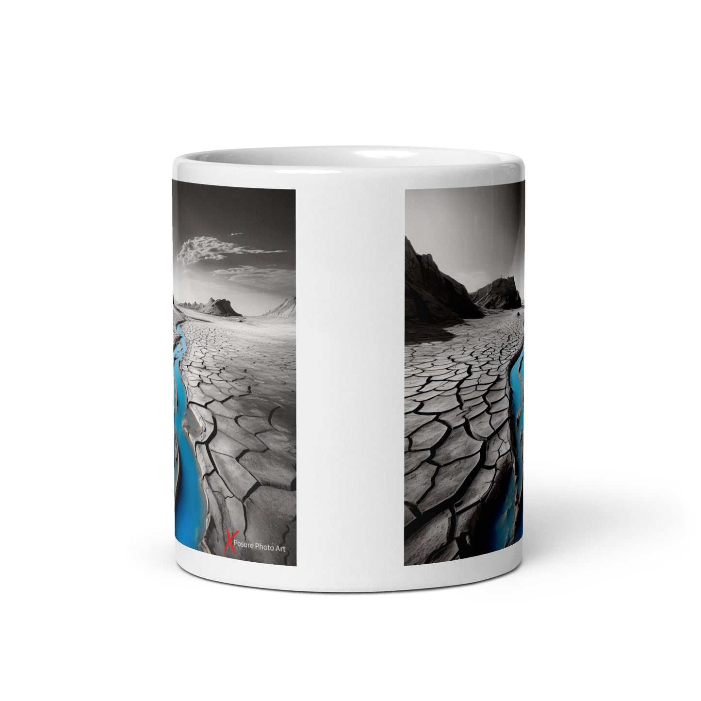 Chic White glossy mug, Blue River