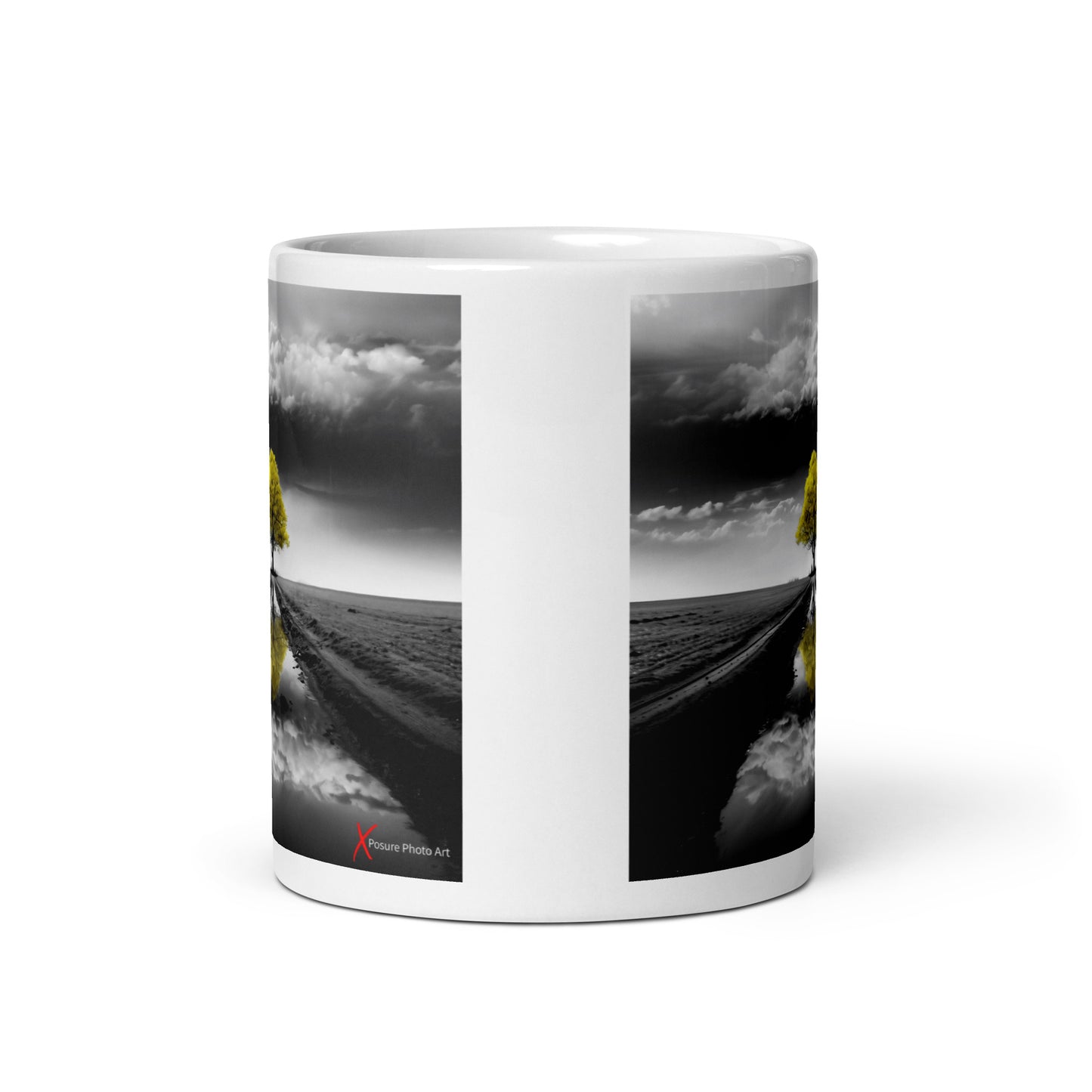 Chic White glossy mug, Yellow Tree