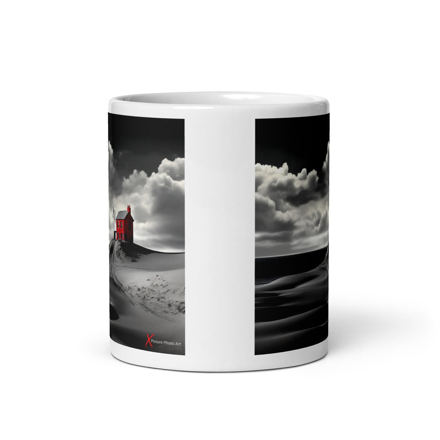 Chic White glossy mug, Red Cottage