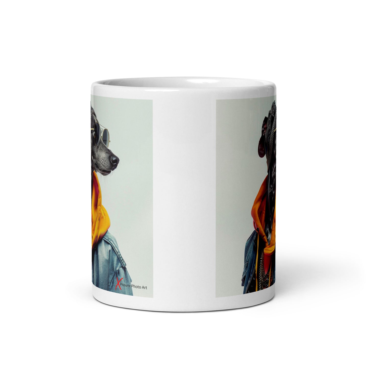 Chic White glossy mug, Galgo Hipster