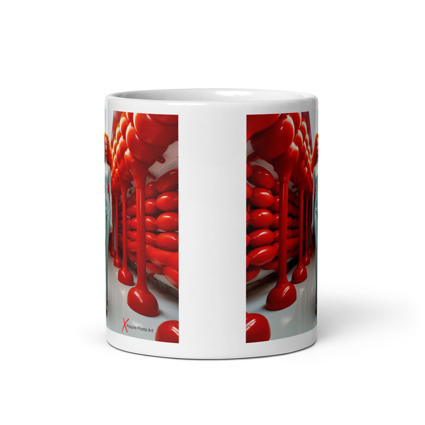 Chic White glossy mug, Latex in Red