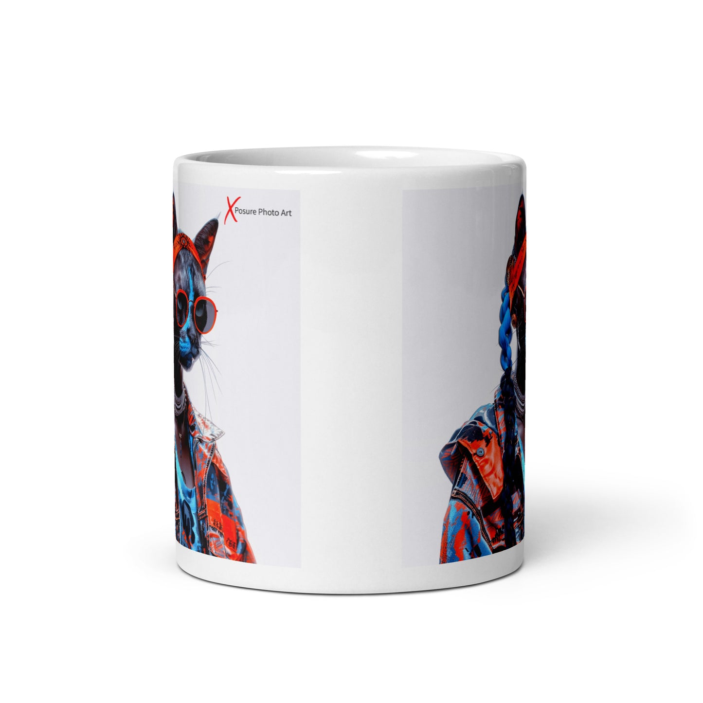 Chic White glossy mug, Hip Hop kittie