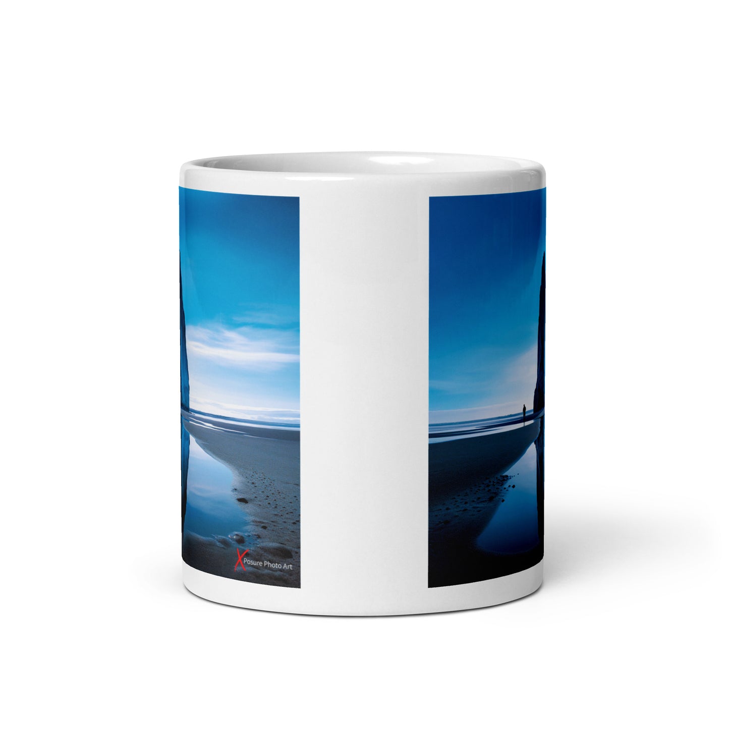 Chic White glossy mug, Blue Pinnacle