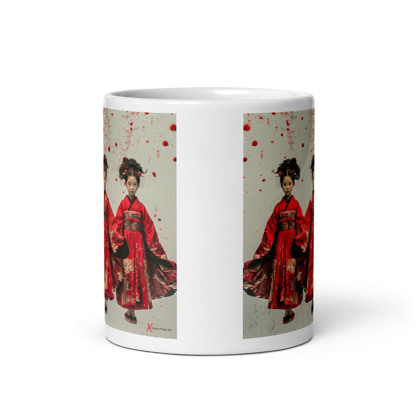 Chic White glossy mug, Oriental Triplets