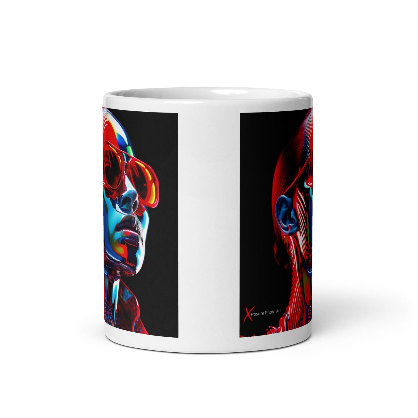 Chic White glossy mug, Neon Glow Girl