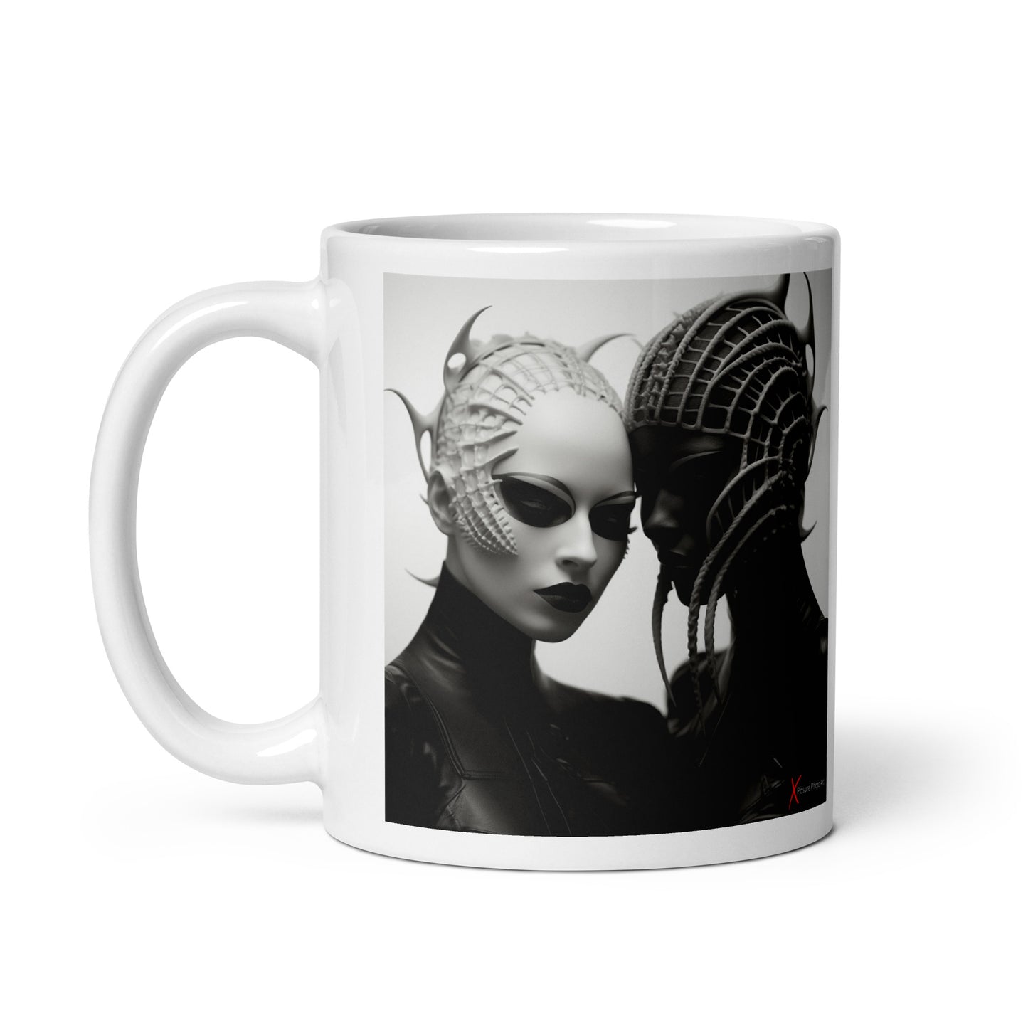 Chic White glossy mug, Alien Lovers