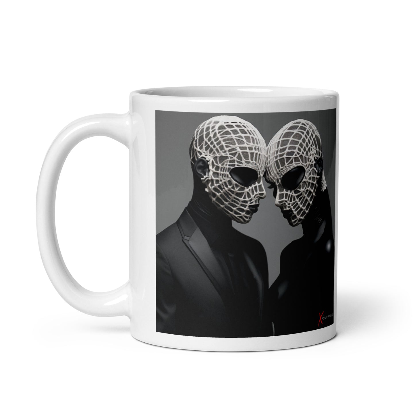 Chic White glossy mug, Ethereal Lace