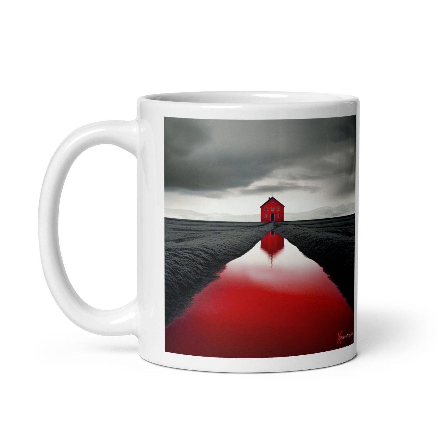 Chic White glossy mug, Blood Red