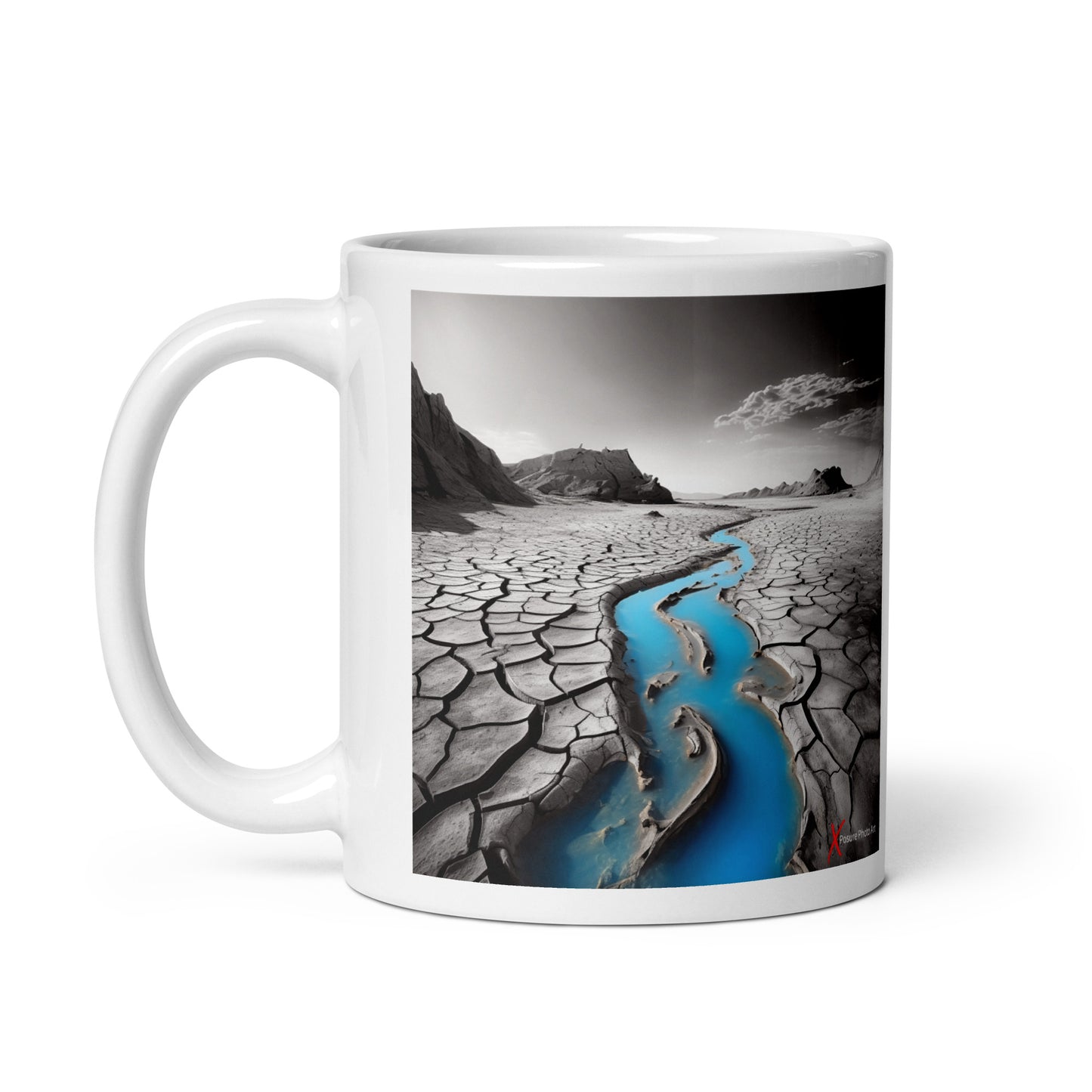 Chic White glossy mug, Blue River