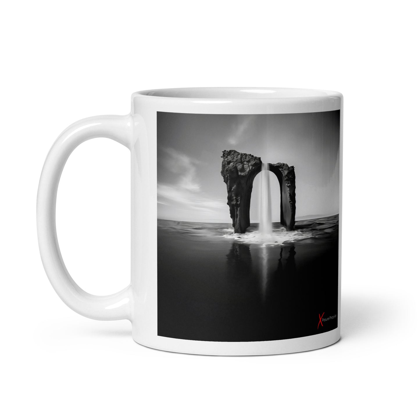 Chic White glossy mug, Surreal Cascade