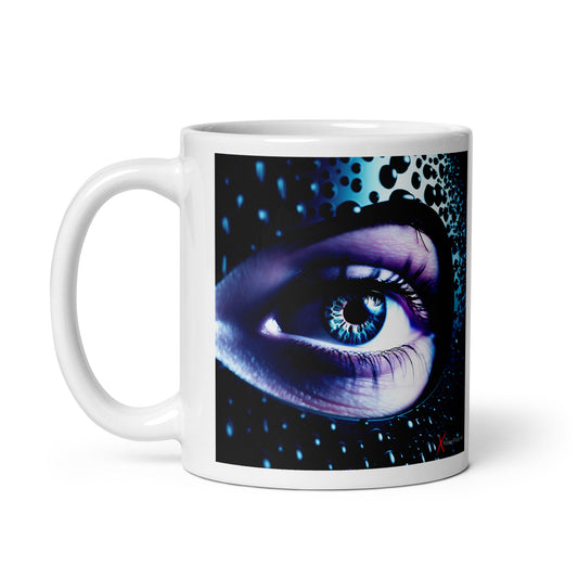 Chic White glossy mug, Leather Eye