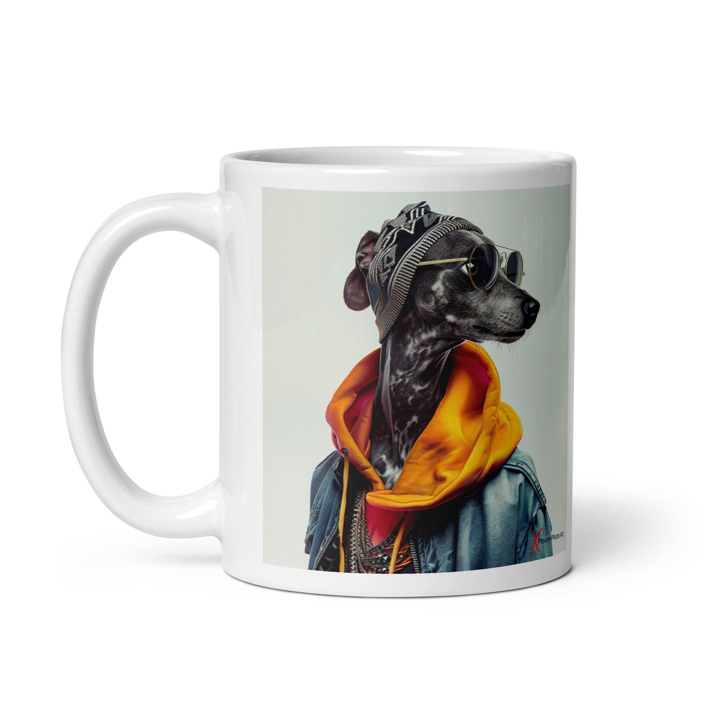 Chic White glossy mug, Galgo Hipster