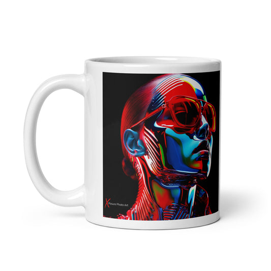 Chic White glossy mug, Neon Glow Girl