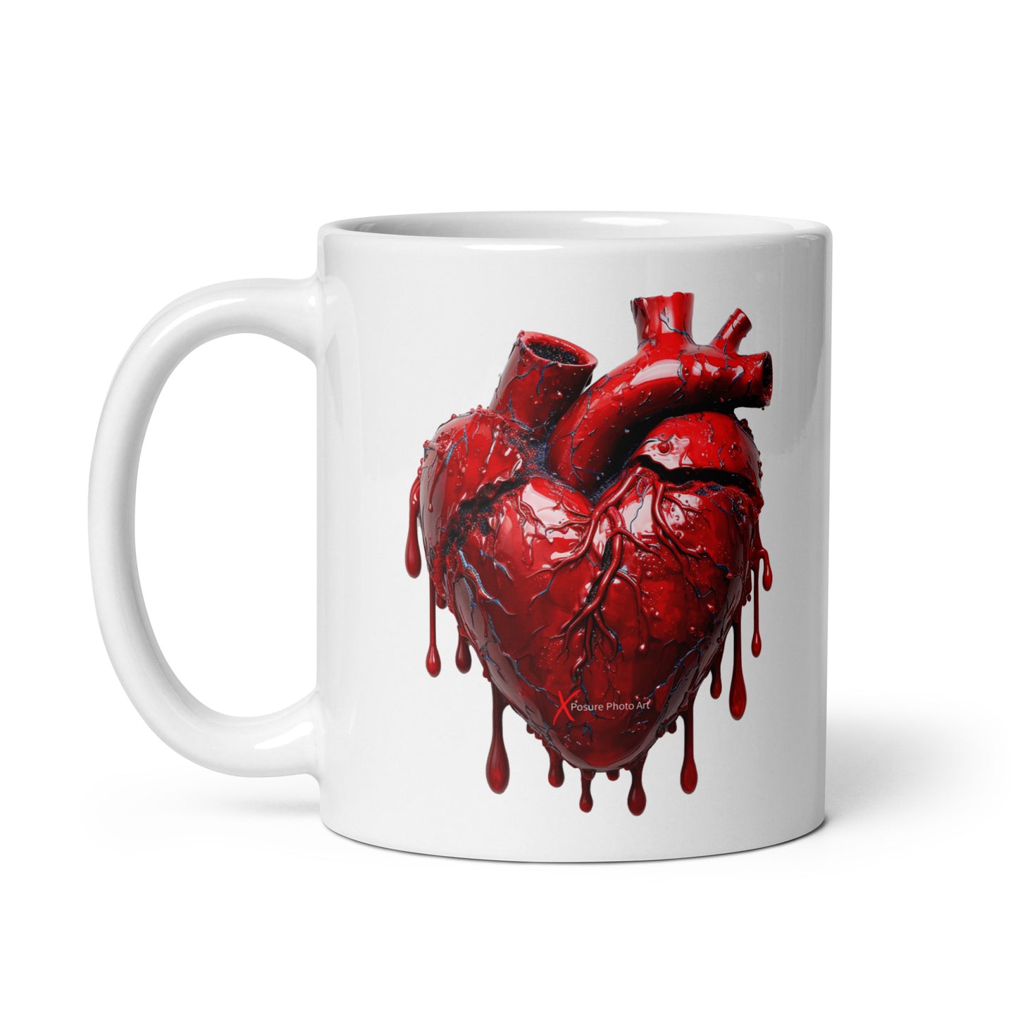 Chic White glossy mug, Bleeding Heart