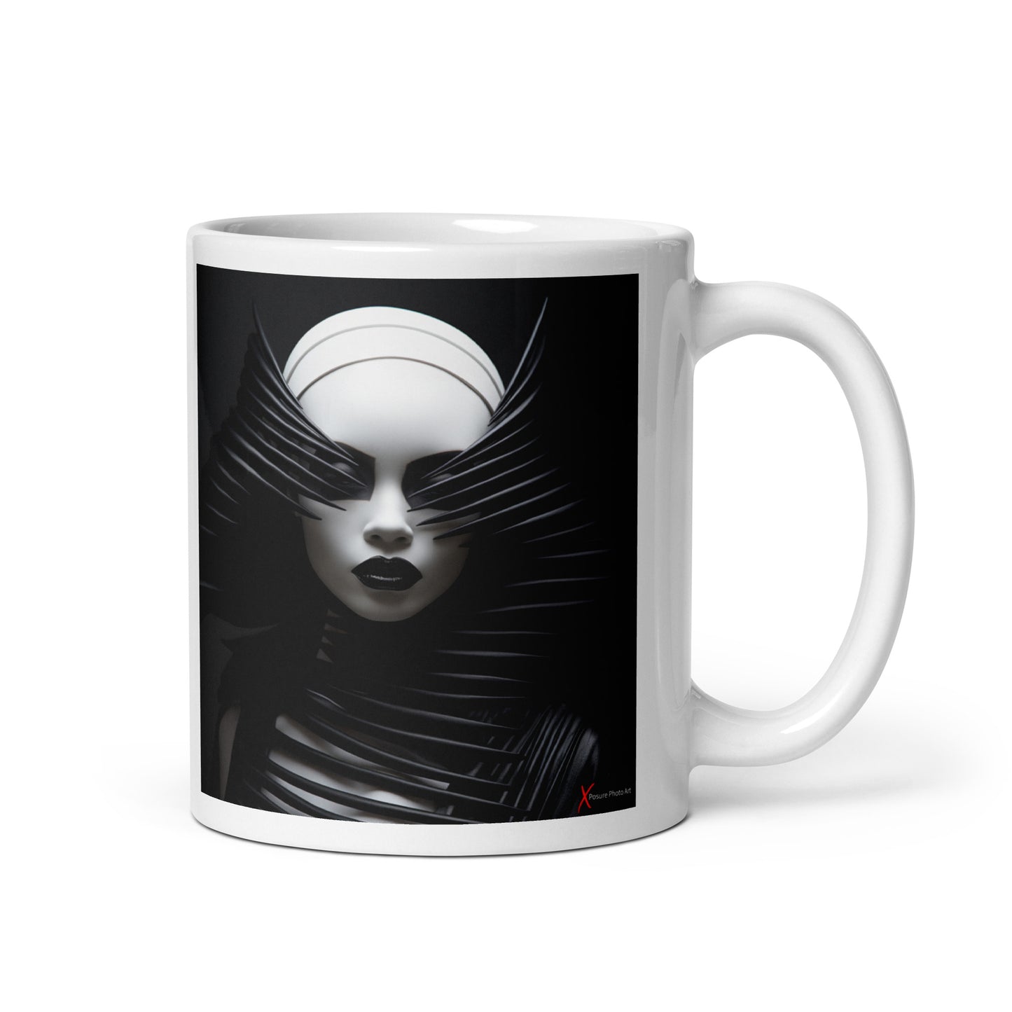 Chic White glossy mug, Origami Girl