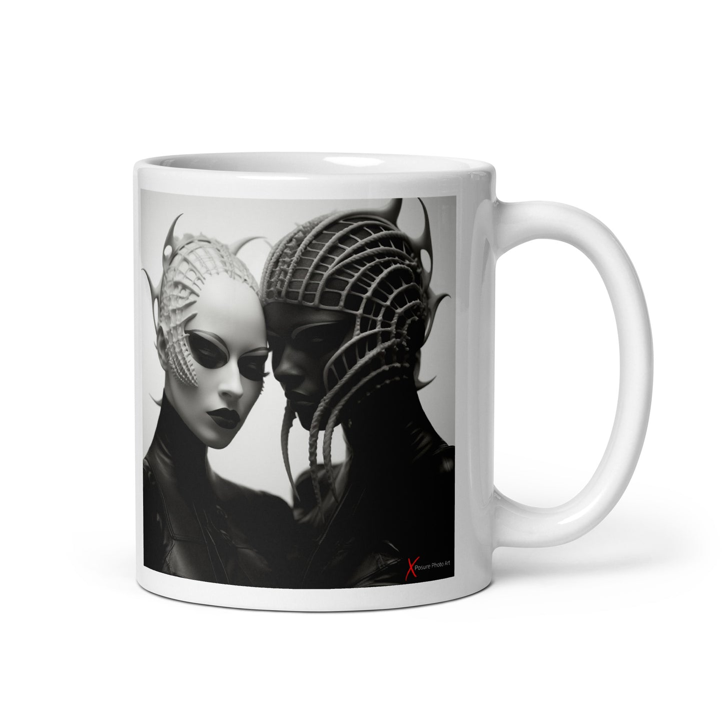 Chic White glossy mug, Alien Lovers