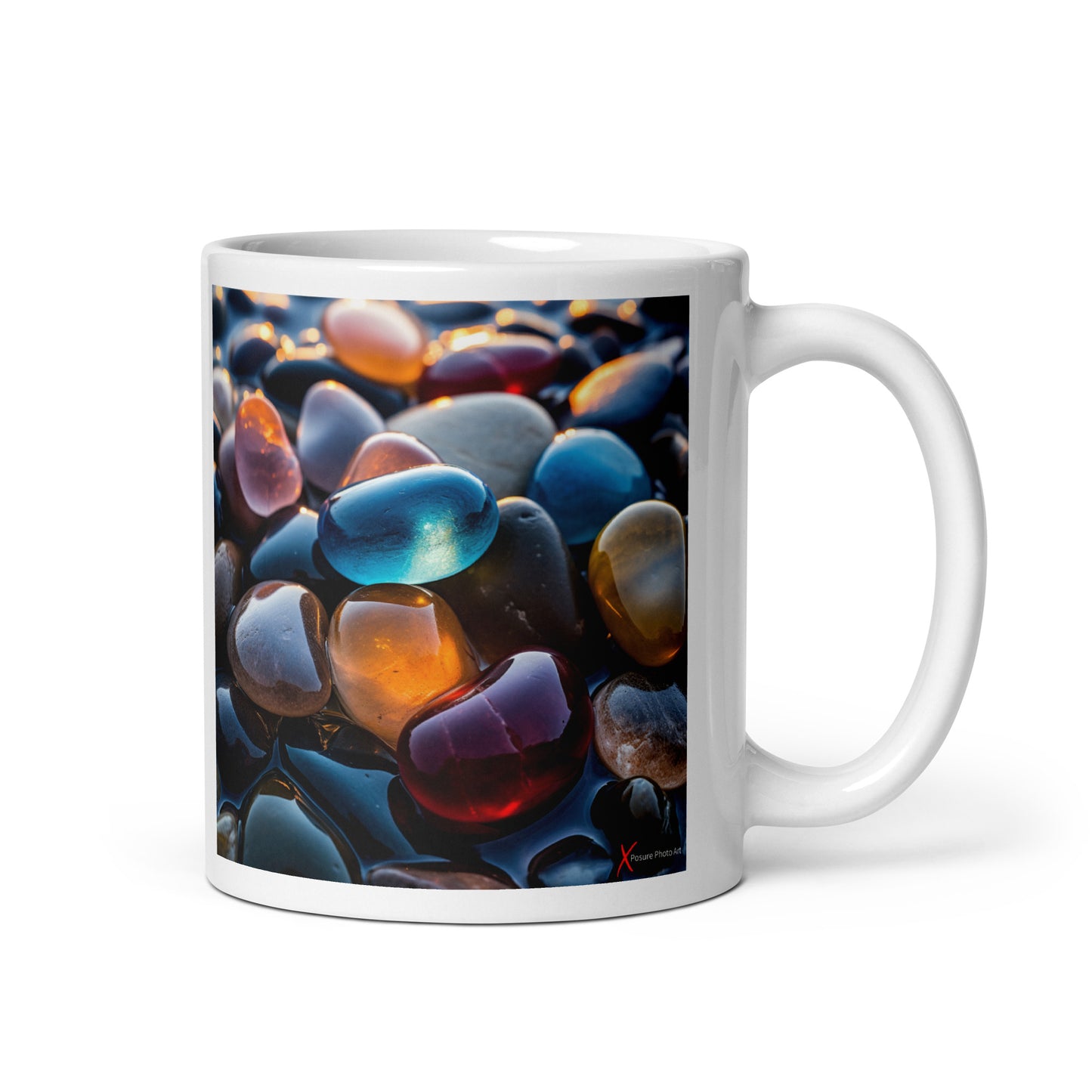 Chic White glossy mug, Pebbles