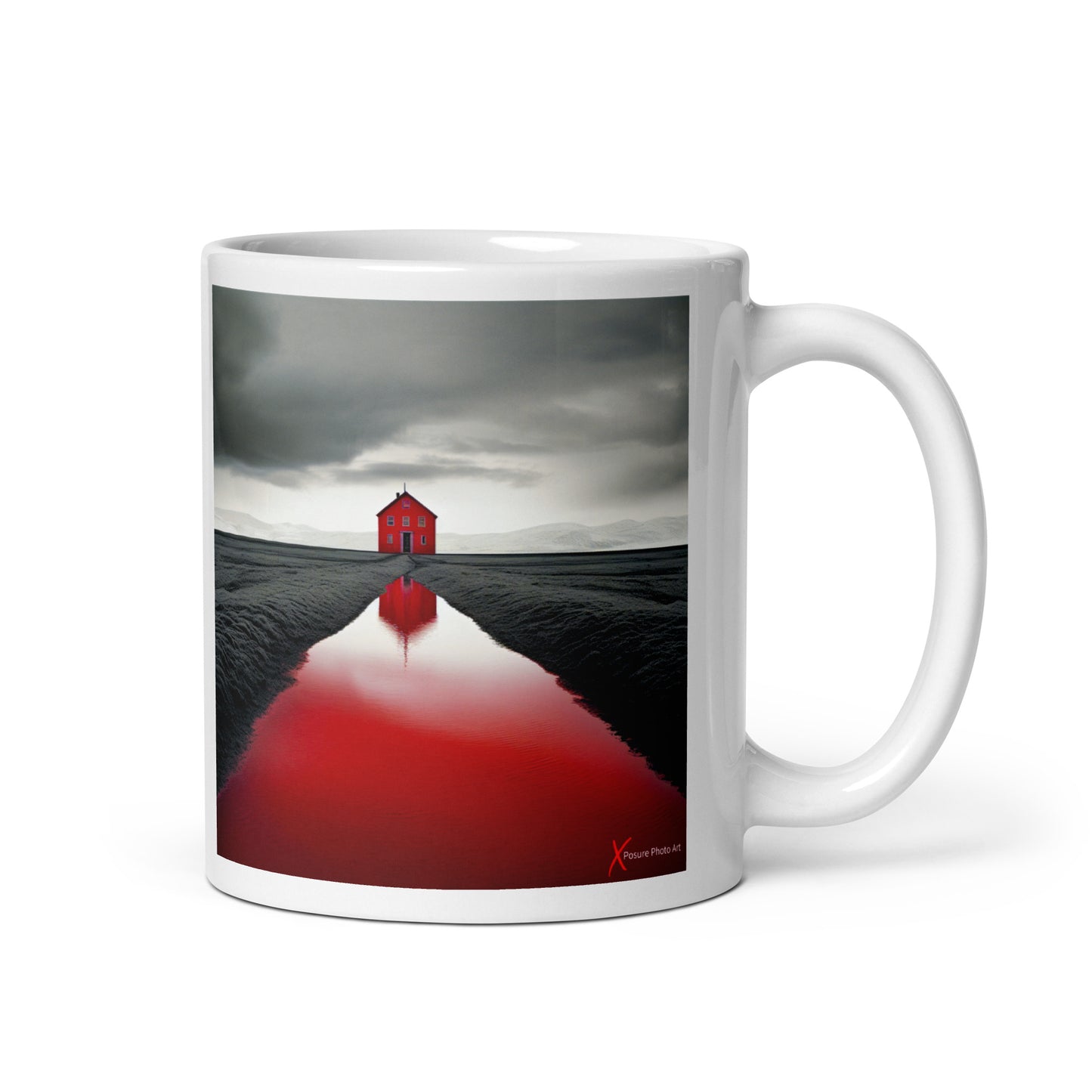 Chic White glossy mug, Blood Red