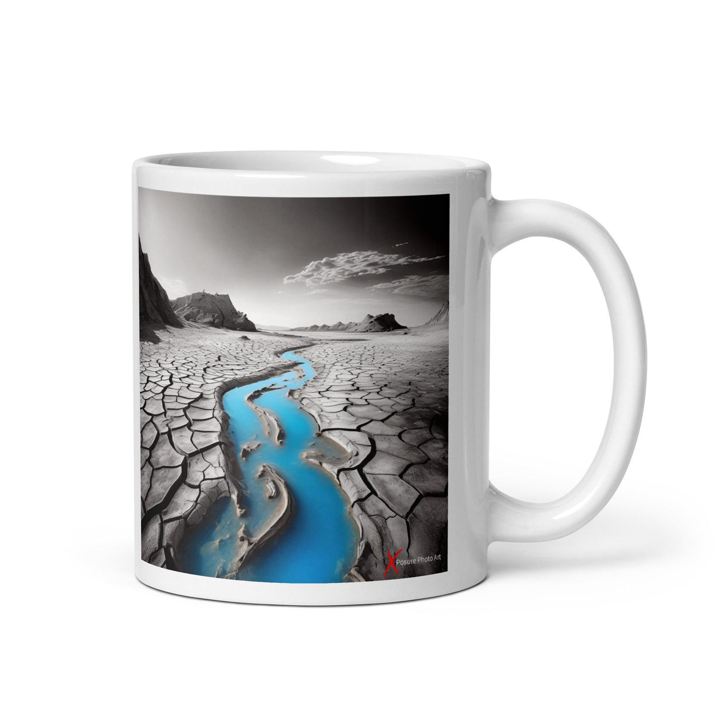 Chic White glossy mug, Blue River