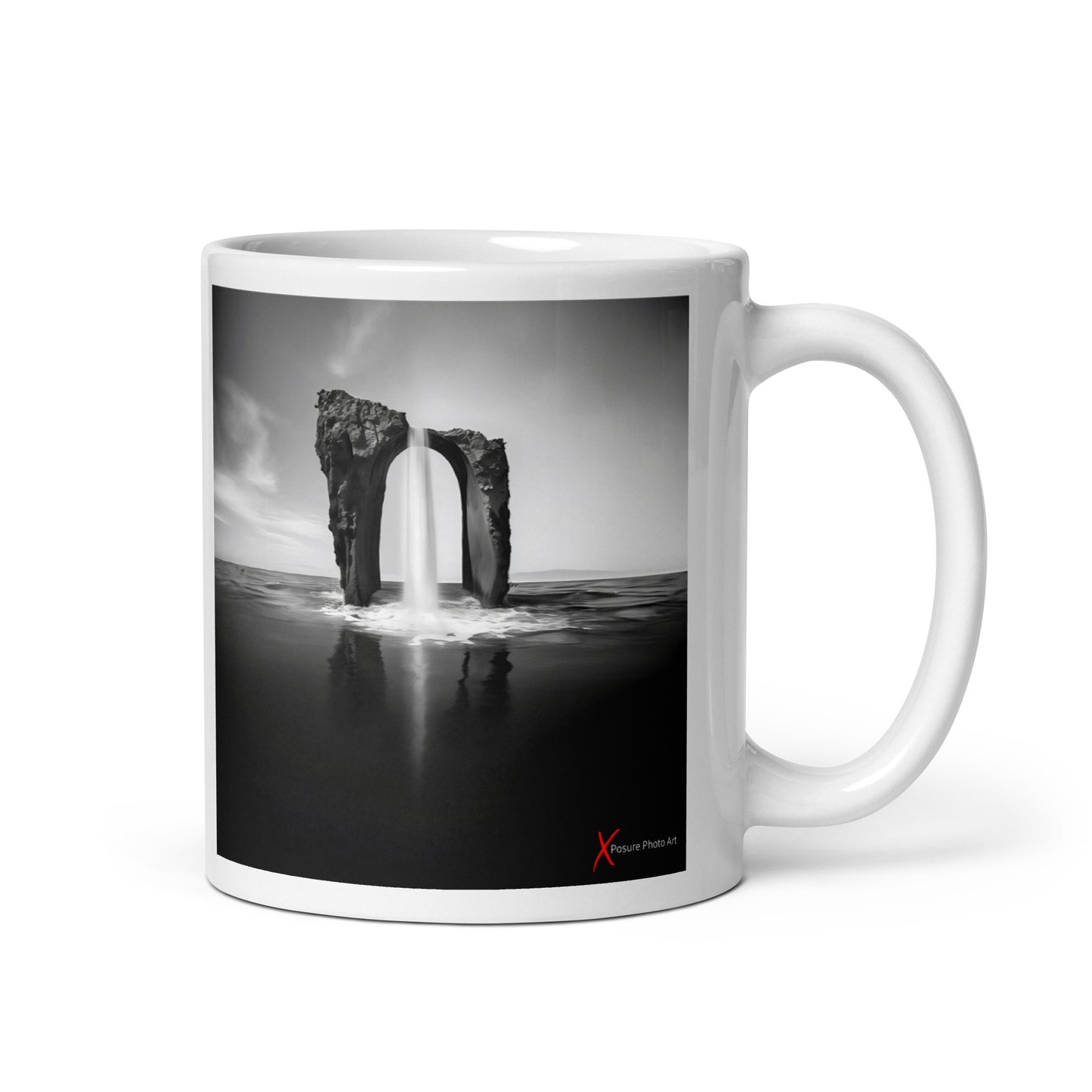 Chic White glossy mug, Surreal Cascade