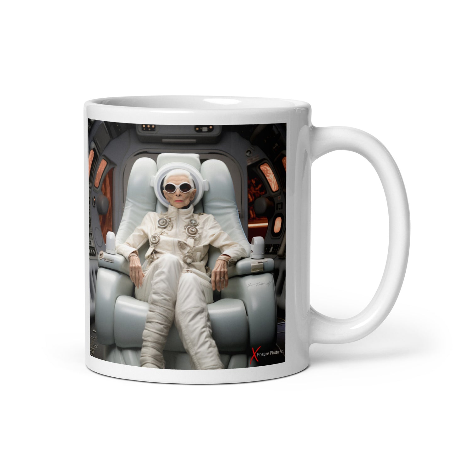 Chic White glossy mug, Abu Spaceship