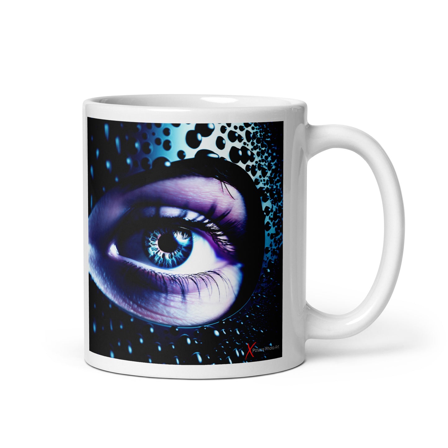 Chic White glossy mug, Leather Eye