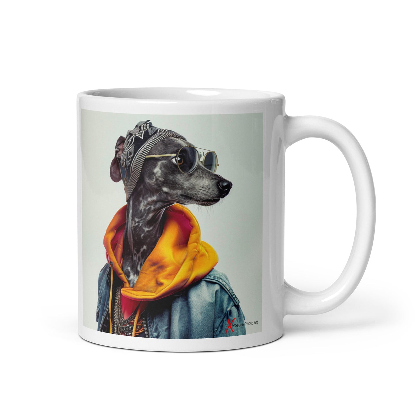 Chic White glossy mug, Galgo Hipster