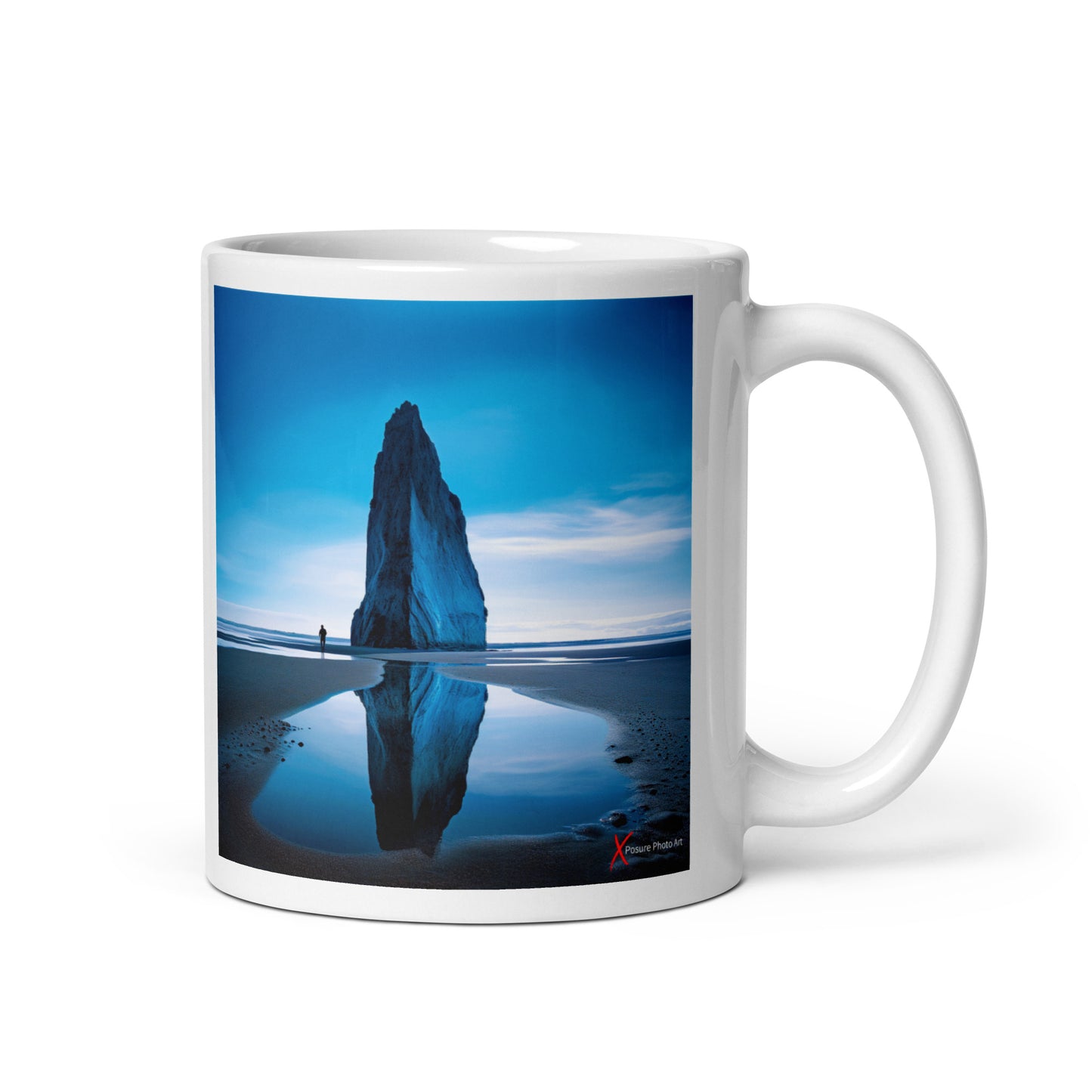 Chic White glossy mug, Blue Pinnacle