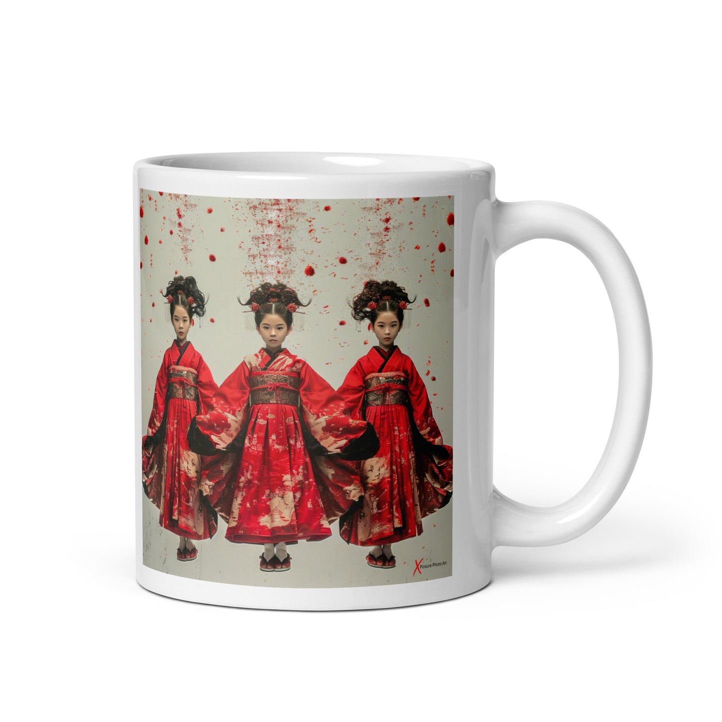 Chic White glossy mug, Oriental Triplets