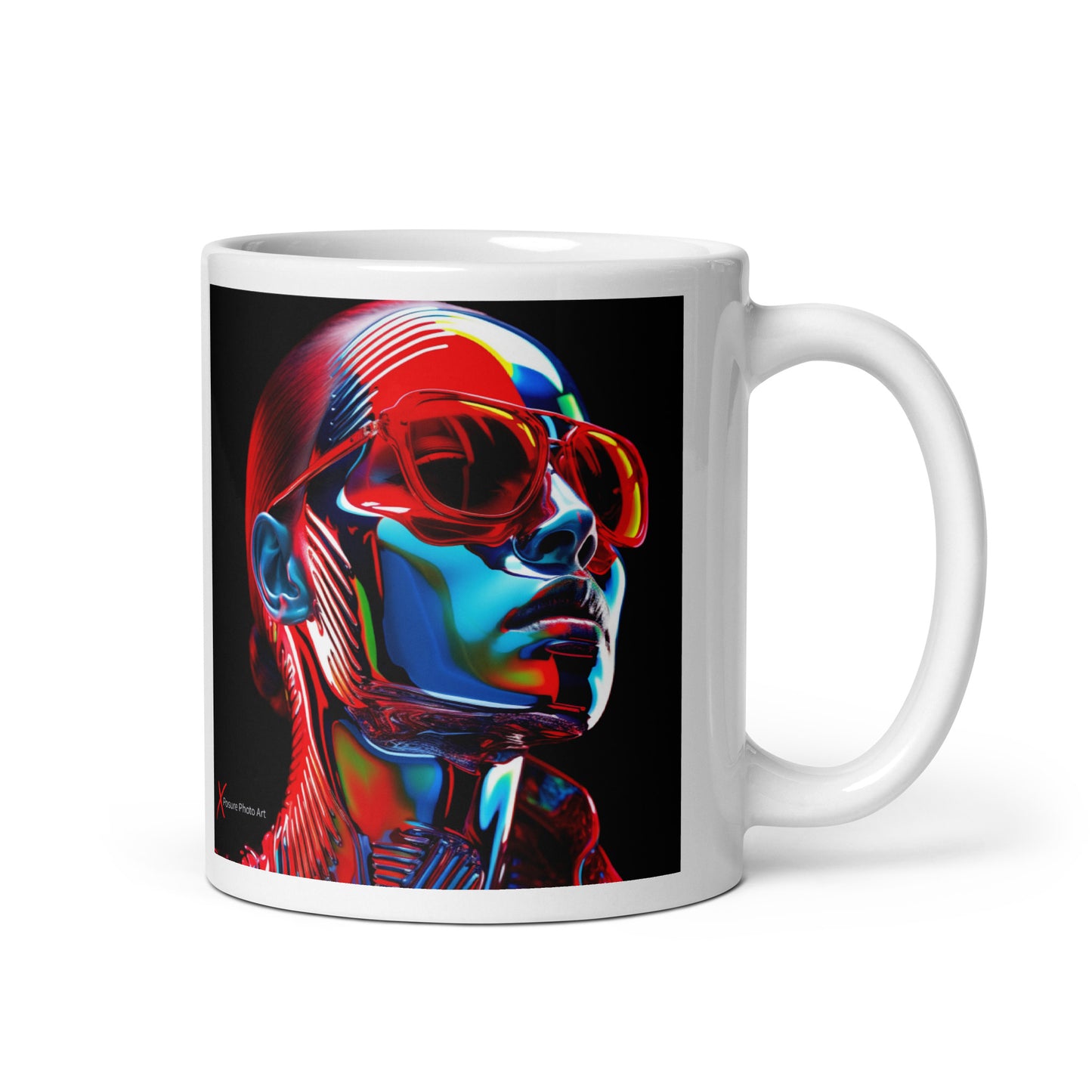 Chic White glossy mug, Neon Glow Girl